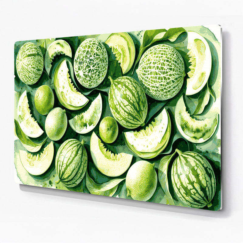 Art mural en métal beige Fruit Honeydew, H 11 po x l 14 po