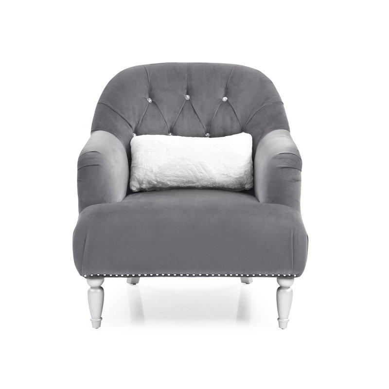 Wellington Tufted Armchair , Gray Velvet