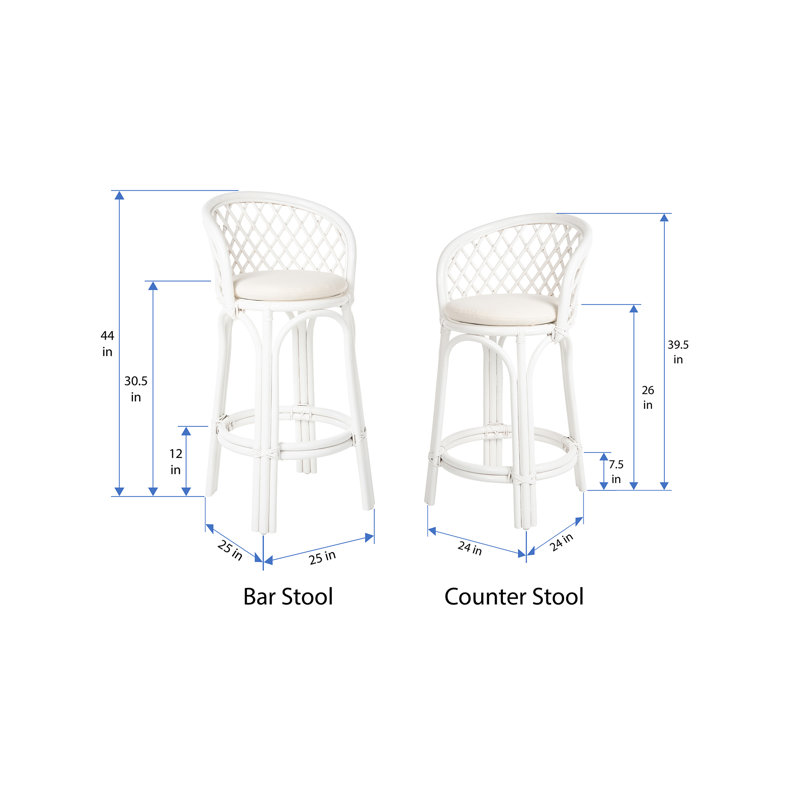 Tabouret de bar et de comptoir Sandi, Tabouret de bar (hauteur du siège de 30,5 po), Blanc