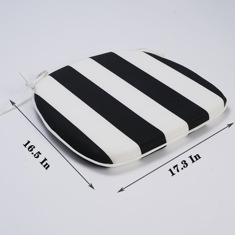 Coussin de siège d'extérieur Jogana, Noir / blanc, L 17,32 po x P 16,54 po