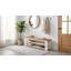 Banc de bar de style campagnard, 180 cm, en bois massif brun et blanc, avec rangement à chaussures, banquette à 3 niveaux pour îlot de bar, cuisine ou salle à manger.