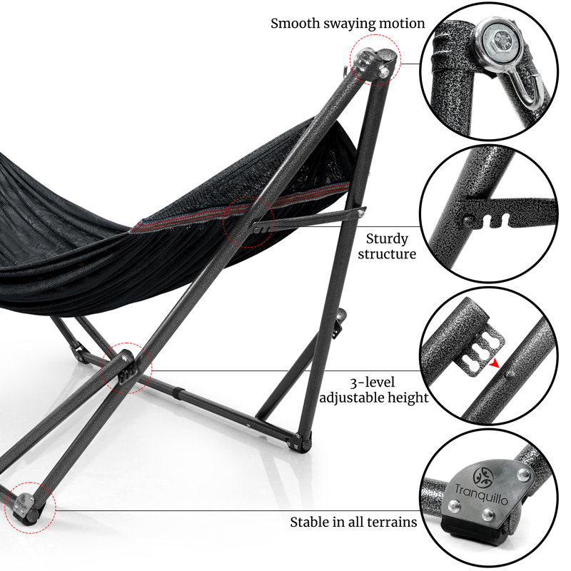 Deep Berry Powder-Coated Steel Double Hammock with Stand