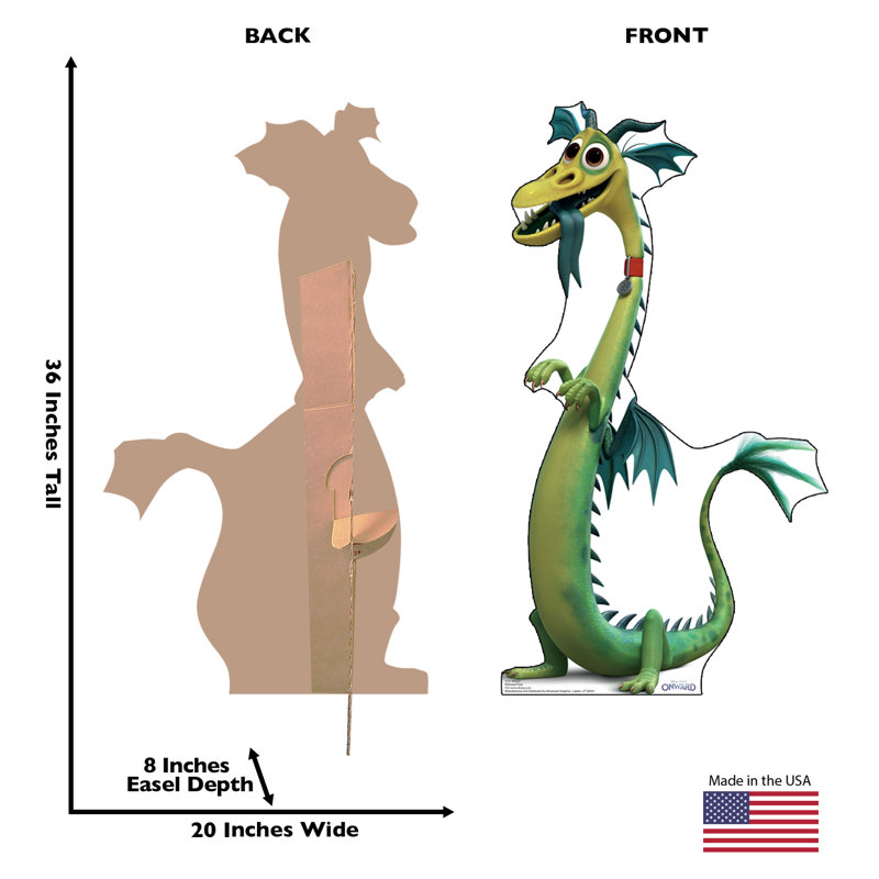 36'' Green and Yellow Cardboard Dragon Standup
