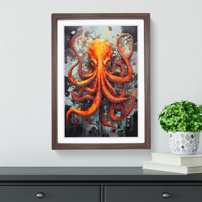 Octopus Modern - Single Picture Frame Print on Wood