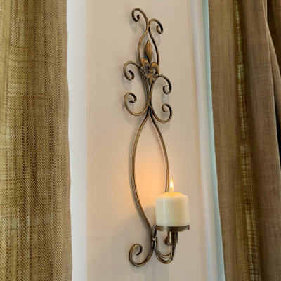 Fleur De Lis Wall Mounted Candle Sconce, 23 Inches