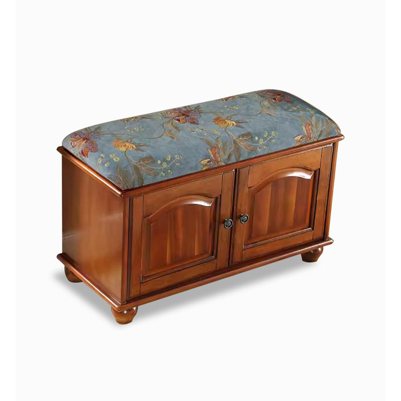 Solid Rubberwood Shoe Cabinet with Seating, H 19,69 po x l 31,5 po x P 13,78 po