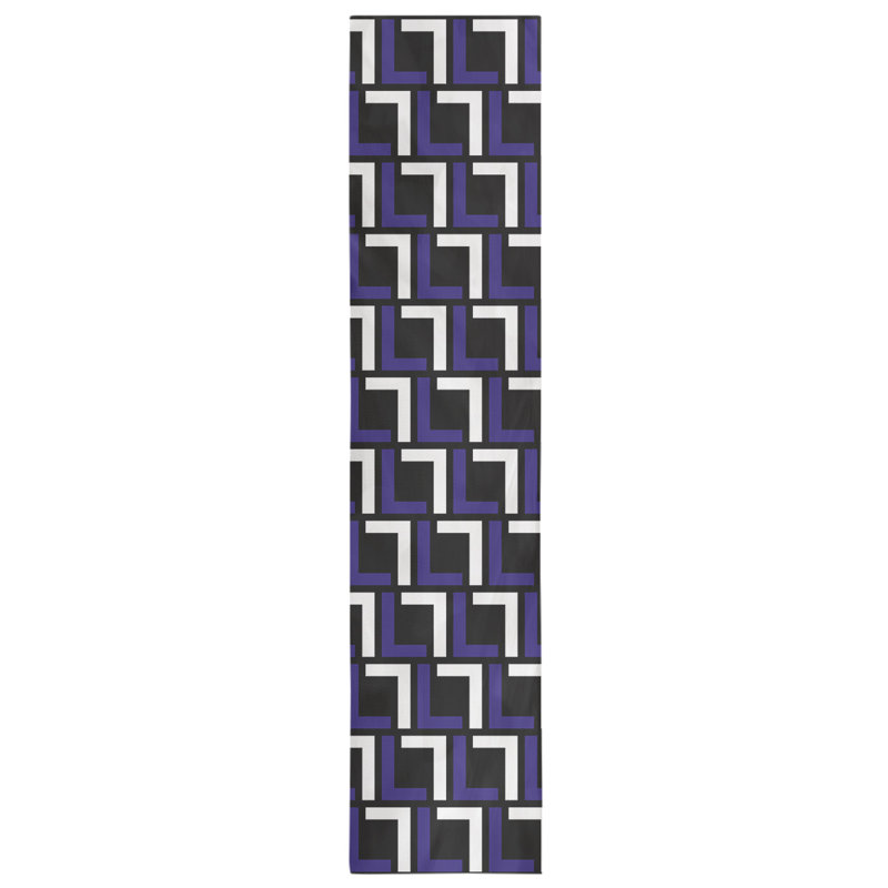 Chemin de table Carolina, 72 po x 16 po, Coton, Mauve / blanc / noir
