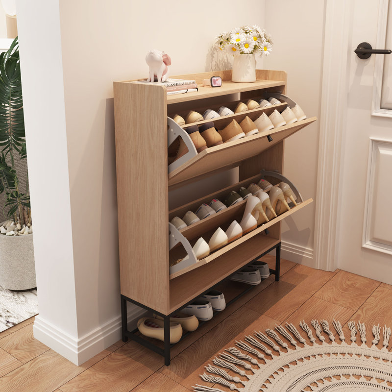 Clie 16 Pair Shoe Storage Cabinet, Natural Wood