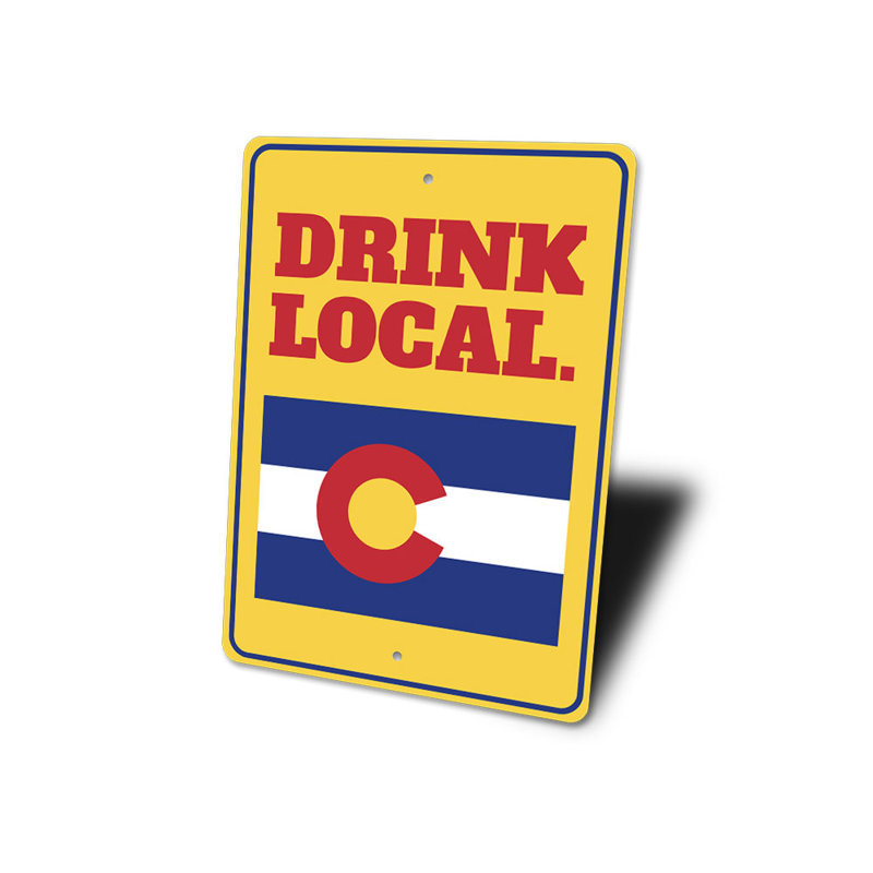 Plaque «Drink» en aluminium, H 14 po x l 10 po x P 0,04 po