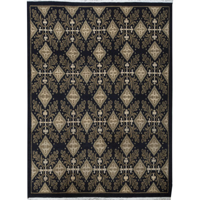 Tapis noir de haute qualité noué à la main
