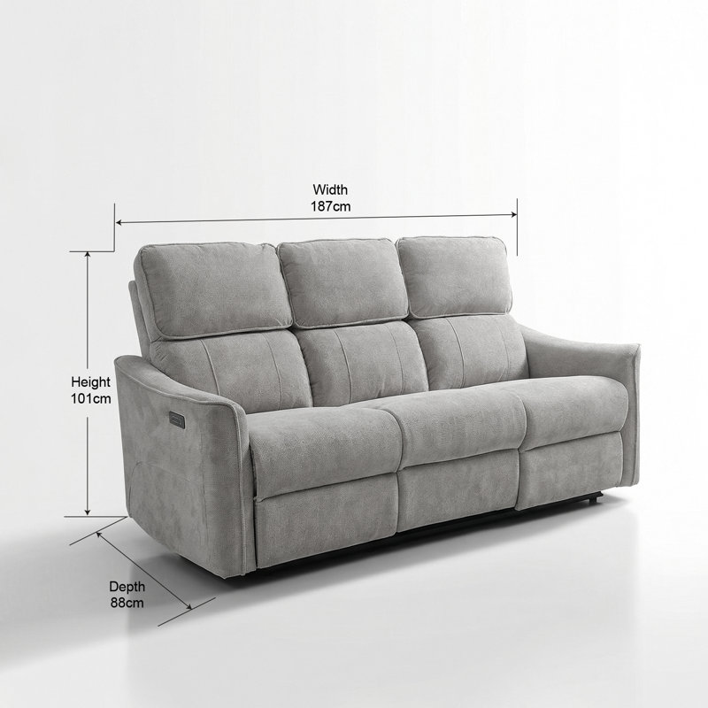 Electric Recliner Seating with Sleep Function, Upholstered – Made for Everyday Comfort, 3, Grey