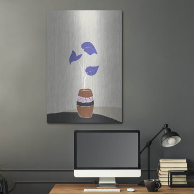 Red Barrel Studio® 'Plant On A Pot Hot And Cold Trend' by Sabrina Balbuena, Metal Wall Art