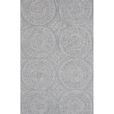 Tapis de zone argenté fait main Galen