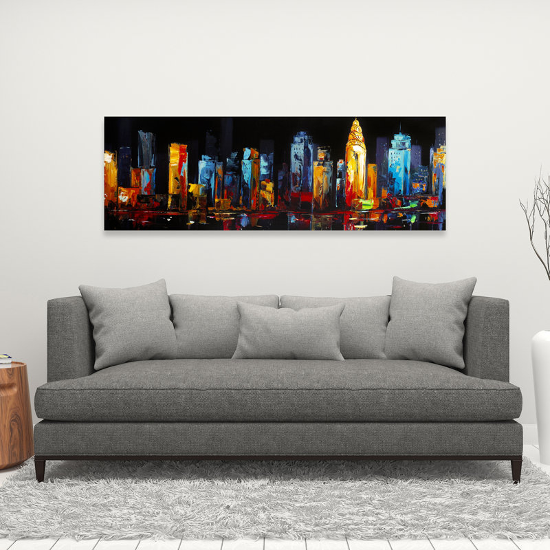 Colorful Abstract Cityscape Canvas | Contemporary Home Decor