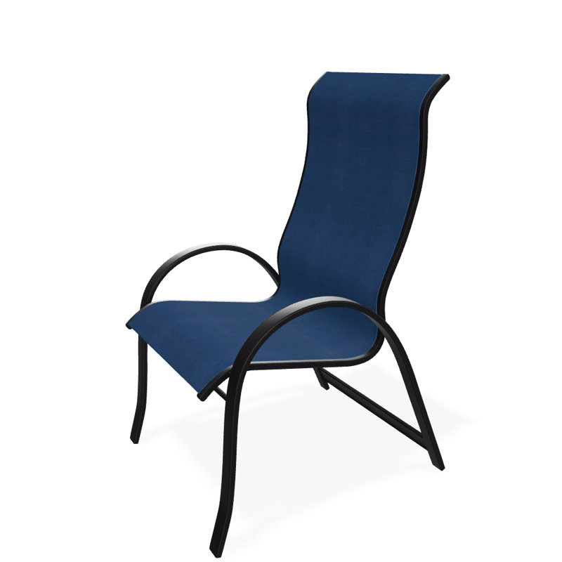 Chaise de patio empilable Hirotaka Supreme, Cobalt 35D Sunbrella®, Noir texturé