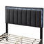 Structure de lit double 1 pièce de style moderne en tissu de laine gris anthracite revêtu de tissu d'ameublement capitonné avec éclairage à DEL et mobilier de chambre à coucher-108656681