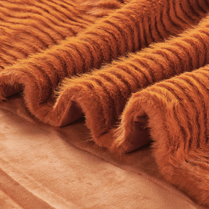 Jeté en fausse fourrure Shaggy, Orange brûlé