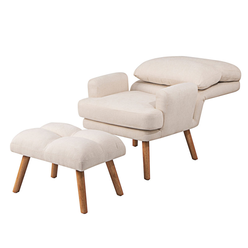 Ensemble de chaises d'appoint modernes avec repose-pieds, Beige