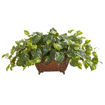 15'' Faux Foliage Plant in Metal Planter