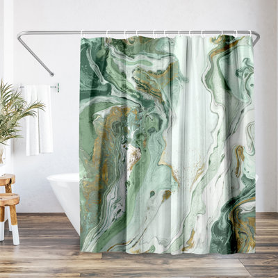 Strayer Polyester Abstract Marble Shower Curtain 