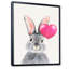 Lapin gris moelleux avec ballon cœur rose - reproduction sur toile-67331470-67331482