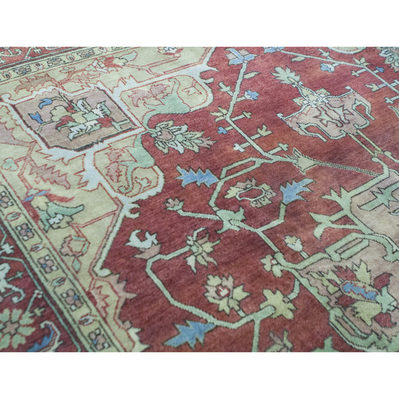 Wool Oriental Area Rug in Rust/Yellow/Beige, Rectangle 8' x 10'