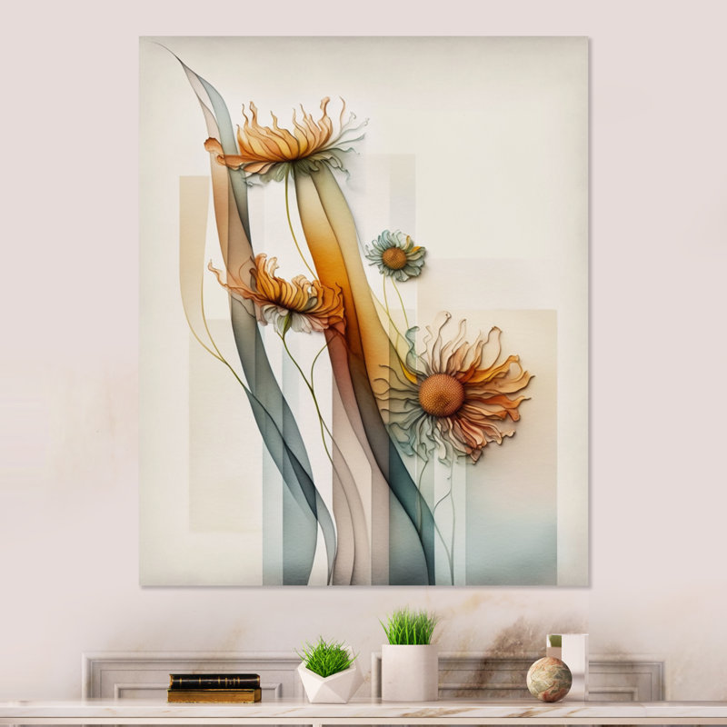 " Orange Daisy Flowers Hyperrealistic III " Color Photography Print, 24" W x 32" H, Wrapped Canvas