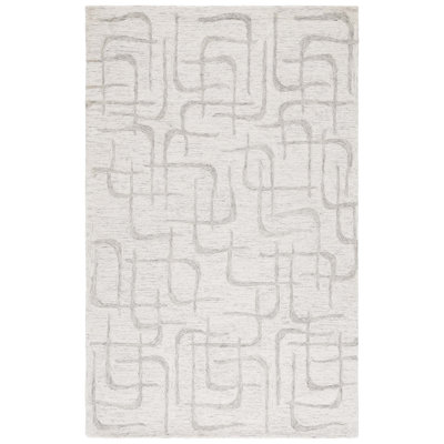 Jannely Ebony Hand Tufted Wool/Cotton Abstract Rug in Beige/Light Gray