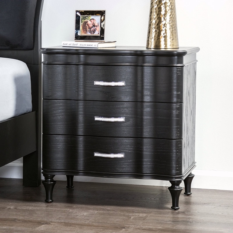Table de chevet 1 pièce Glam Stylish Modern, Noir