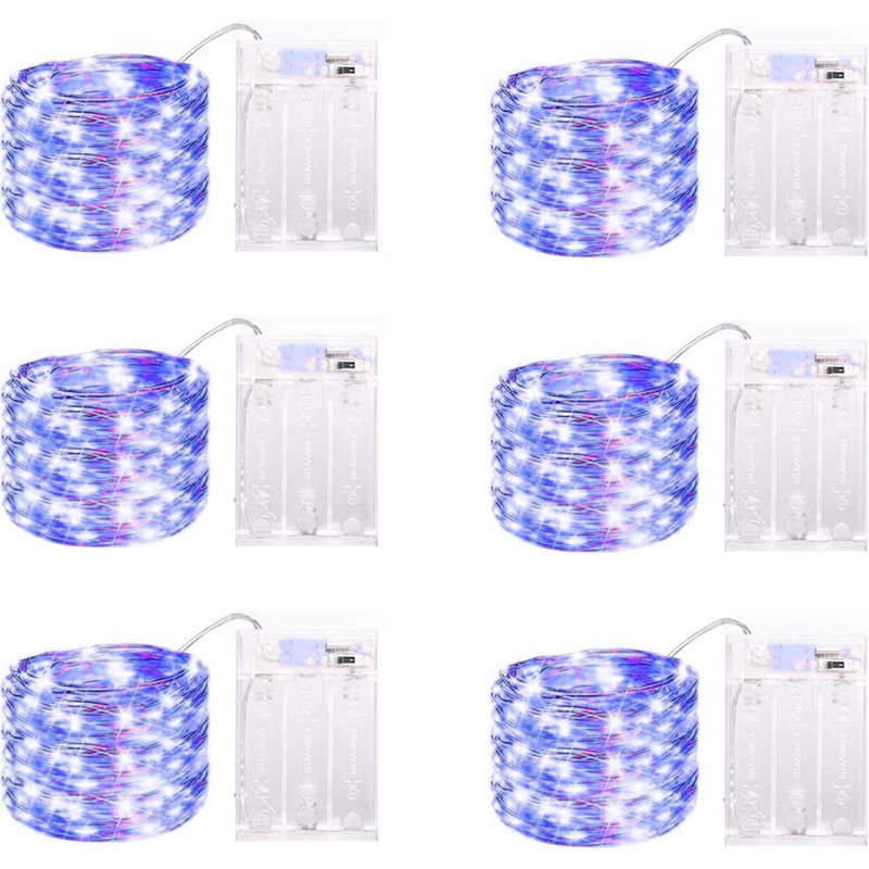 6 Pack LED Fairy Lights Battery Operated With Timer,  40LED Waterproof Firefly Lights Silver Wire Mini Twinkle String Lights For Wedding Christmas Birthday Party Mason Jar Decorations