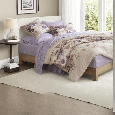 Soft Bedding Sets, Polyester Queen Floral Taupe For Modern Home