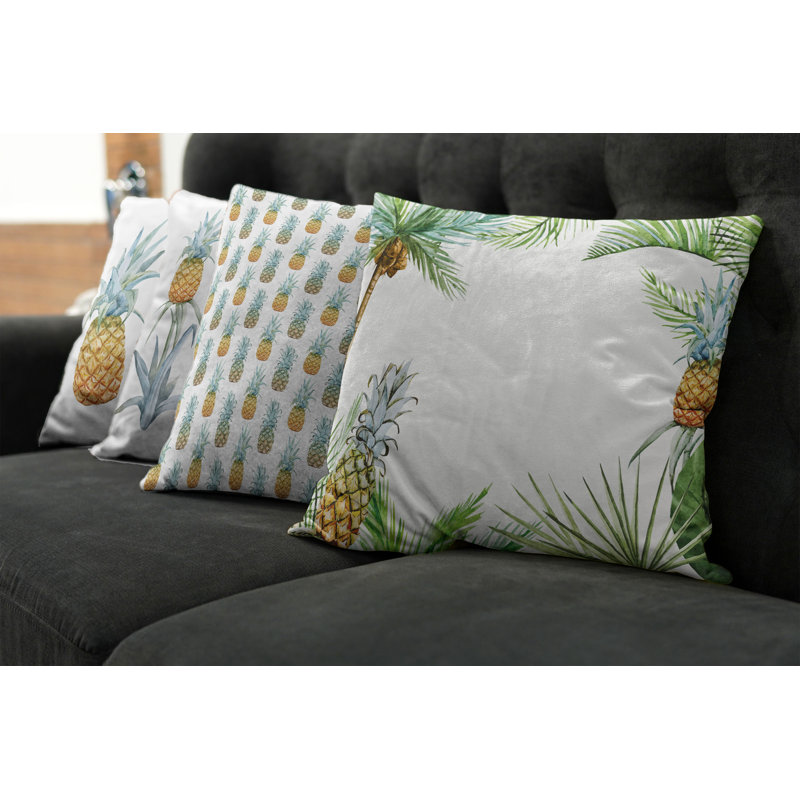 Ensemble de housse de coussin 4 pièces Exotic Fruits Composition of Tropical Ananas, 24" X 24"