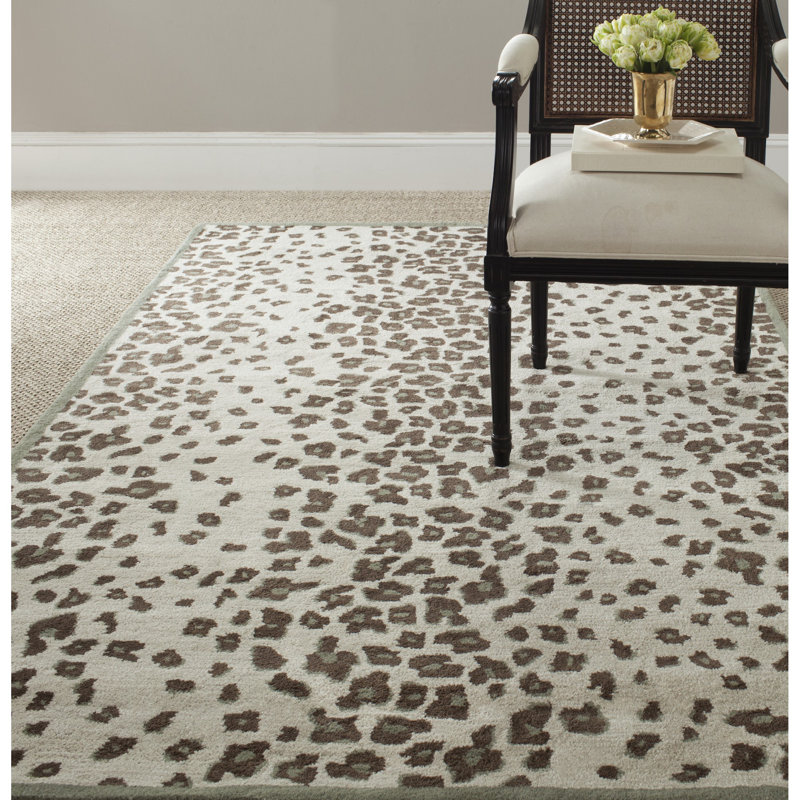 Jamon Martha Stewart Hand Tufted Wool/Viscose Animal Print Rug in Grassland Green, Rectangle 5' x 8'