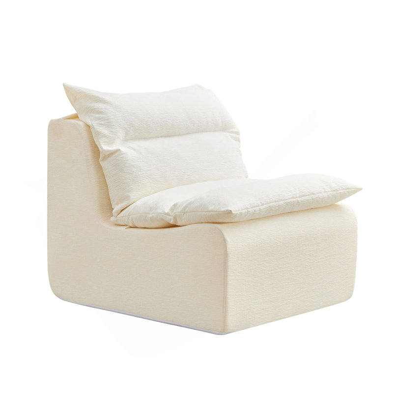 Méridienne à dossier simple avec dossier et canapé entièrement compressé convient au salon, à la chambre à coucher, en polyester, orange, blanc