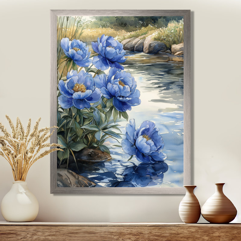 Kepner - impressions sur toile florales, Argent argent, H 20 po x l 12 po, Reproduction encadrée sans passe-partout