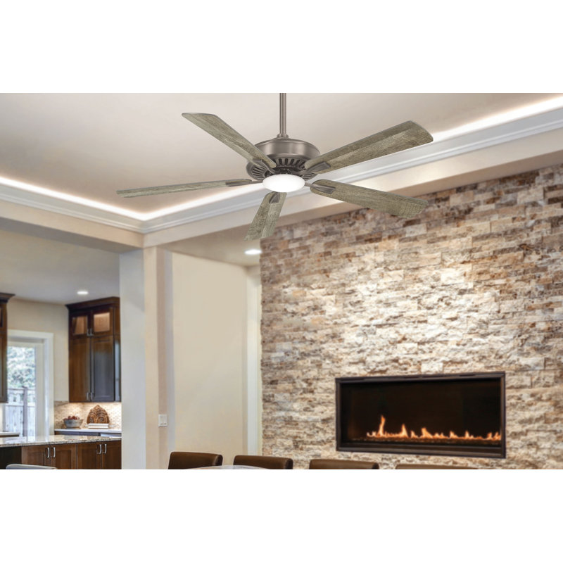 52" Contractor 5 - Blade LED Propeller Ceiling Fan with Remote Control and Light Kit Included, Burnished Nickel