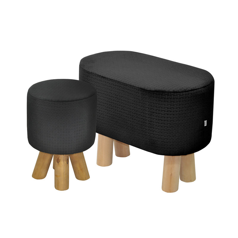 Kivi Solid Wood Accent Stool, Black