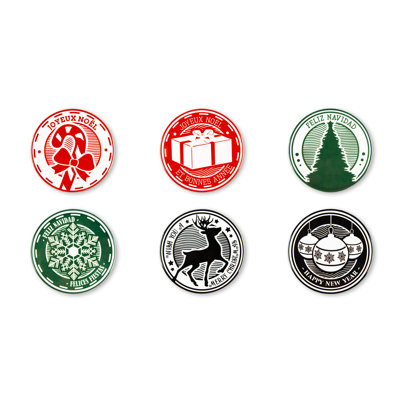 Christmas Stamp Round 6 Piece Coaster Set