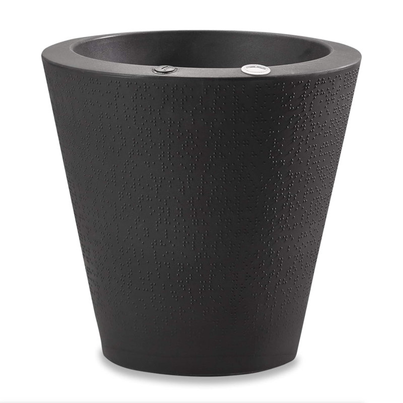 Pot à fleurs intérieur / extérieur auto-arrosant, Noir caviar, H 16 po x l 16 po x P 16 po
