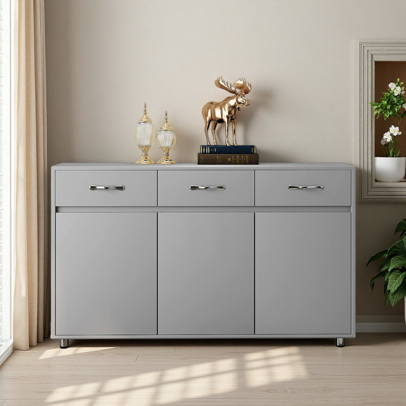 Three Doors Side Table, Gray
