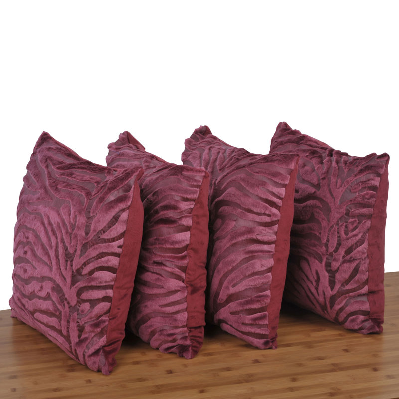 Mink Embossed Throw Pillow Cover, Burgundy