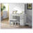 Contemporary Style Vanity Set With Stool, Glass Top, Storage Drawers, Central Mirror, Bulbs, And USB/Power Outlet