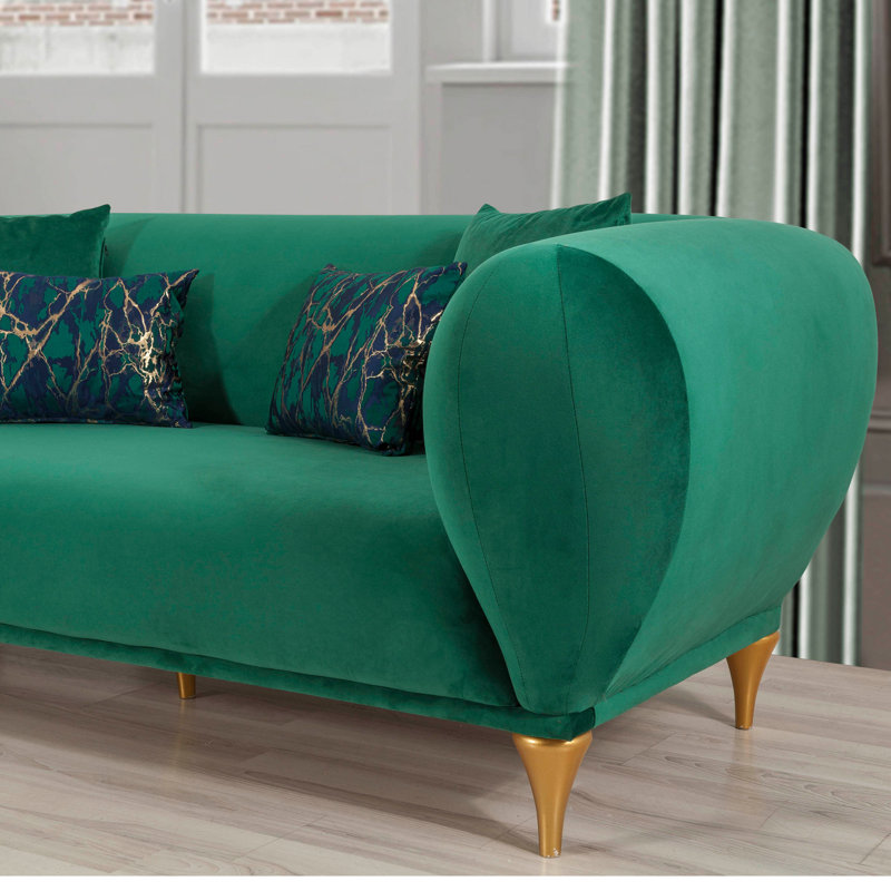 Ensemble de salon 2 pièces Markwart, 100 % coton vert