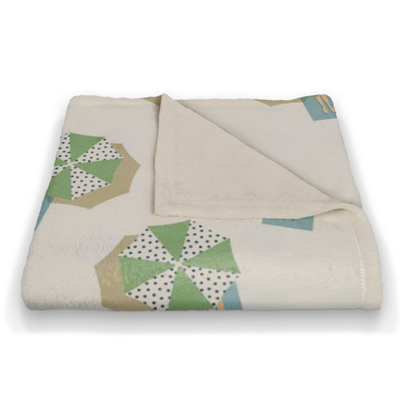 Hand Woven Throw Blanket, White/Green
