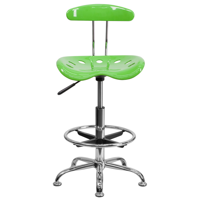 Monroe Vibrant Chrome Drafting Stool with Tractor Seat, Apple Green