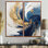 Décoration murale moderne bleu foncé et spirale dorée IV