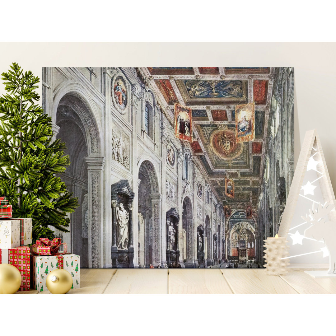Italian Architecture Canvas Wall Art, Gallery Wrapped Print, Renaissance Interior Decor, Ready to Hang, Archival Quality, Grand Hallway