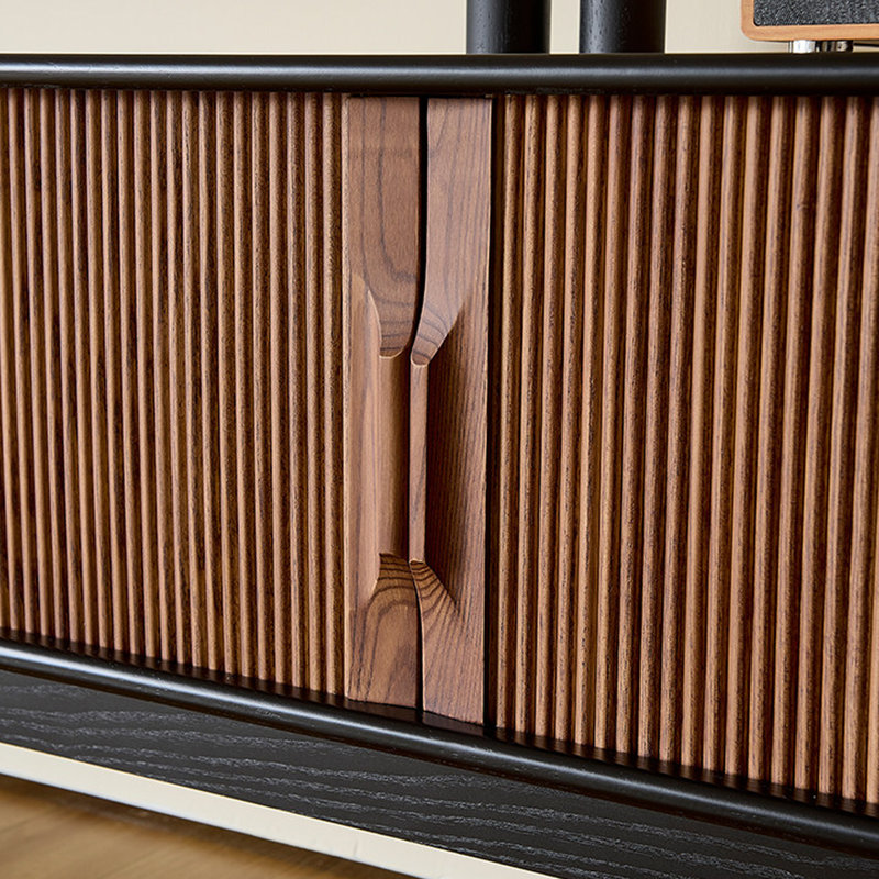 Meuble télé en bois Retro, Brun / Noir, H 23,62 po x L 78,74 po x l 15,74 po