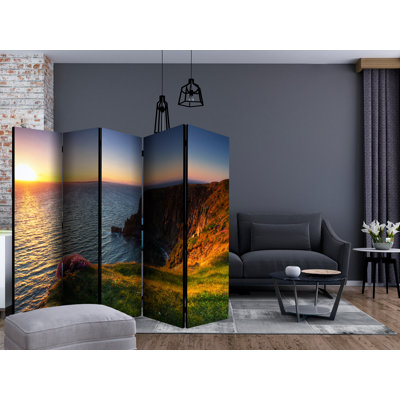 Stork 225cm W x 172cm H 5 - Panel Solid Wood Folding Room Divider