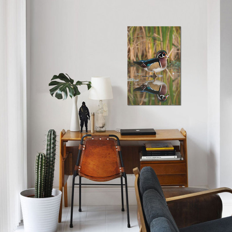 « wood duck masculin », reproduction de photo sur toile, H 26 po x l 18 po x P 1,5 po, Toile tendue, Pas de tapis
